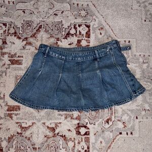 Free People Washed Blue Denim Circle Skirt